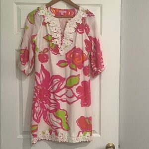 Lilly Pulitzer Pink and Green Floral Dress, Size 2